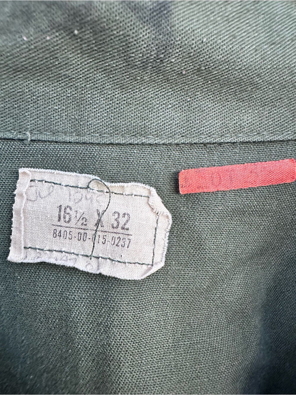 Vintage army shirt green sateen men’s 16.5 x 32 military issue - Picture 4 of 4